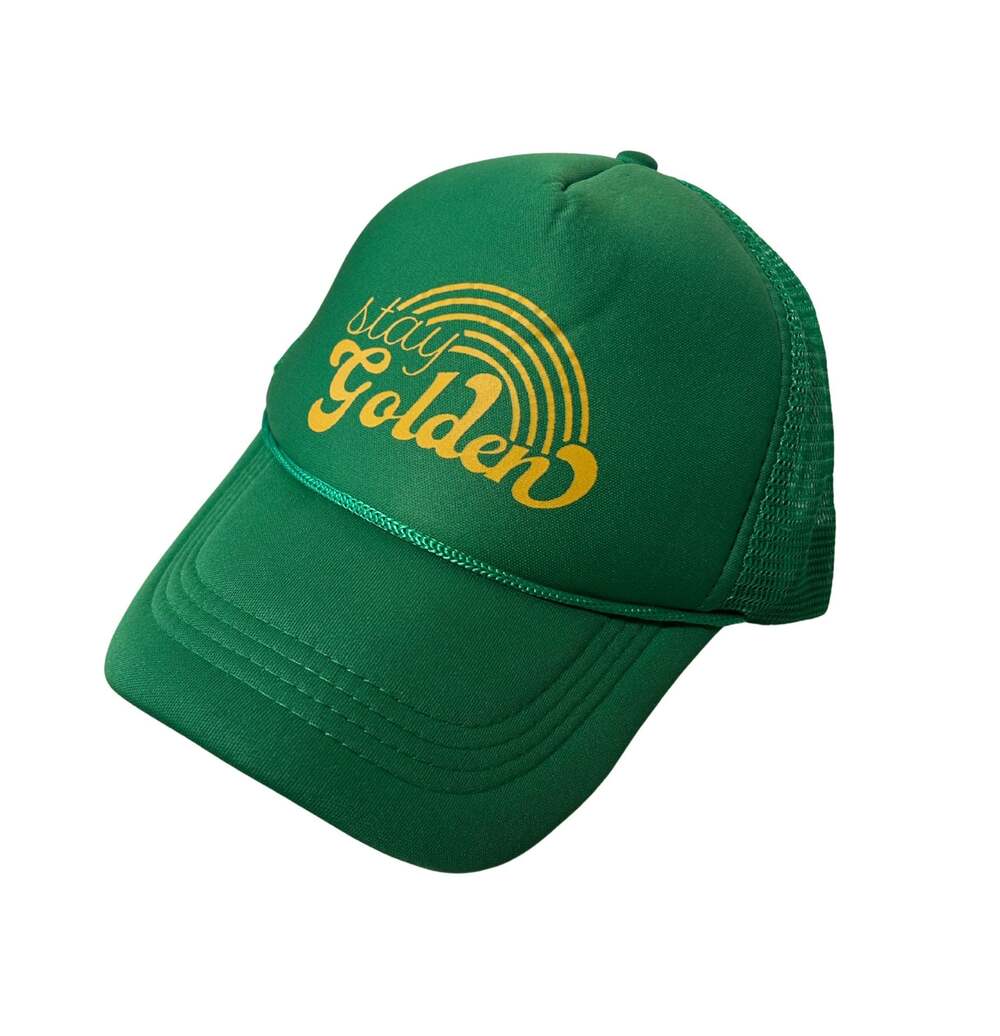 Green Stay Golden Retro Green & Yellow Trucker Hat